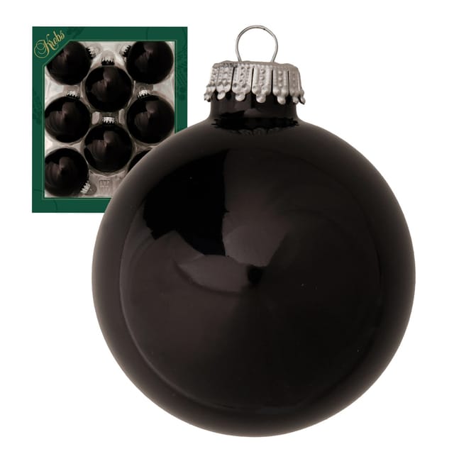 Krebs Glas Lauscha Weihnachtskugeln Uni-Design Elysia Schwarz 7cm