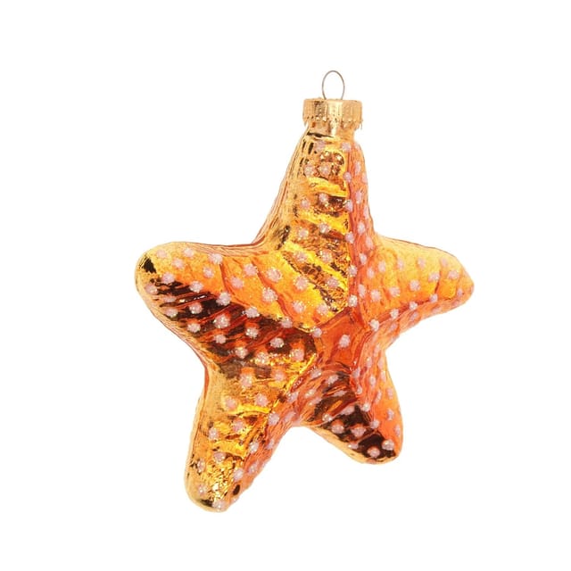 Krebs Glas Lauscha Baumschmuck Seestern Goldfarbig 11cm
