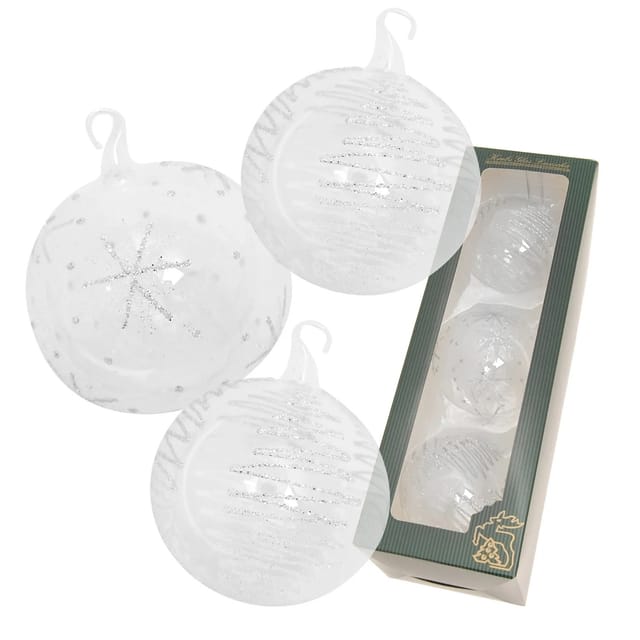 Krebs Glas Lauscha Weihnachtskugeln mit Öse Transparent 3-tlg. 8cm