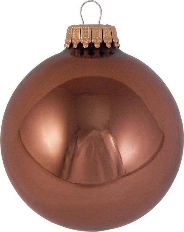 Krebs Glas Lauscha Weihnachtskugeln Hellbraun Glanz Uni 8er-Set 7cm