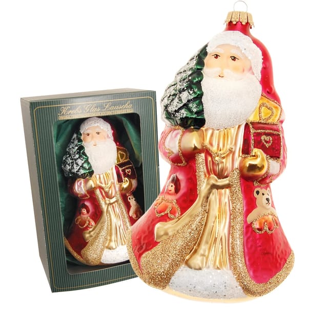 Krebs Glas Lauscha Weihnachtsornament Santa Groß mit Baum 1-tlg. 15cm