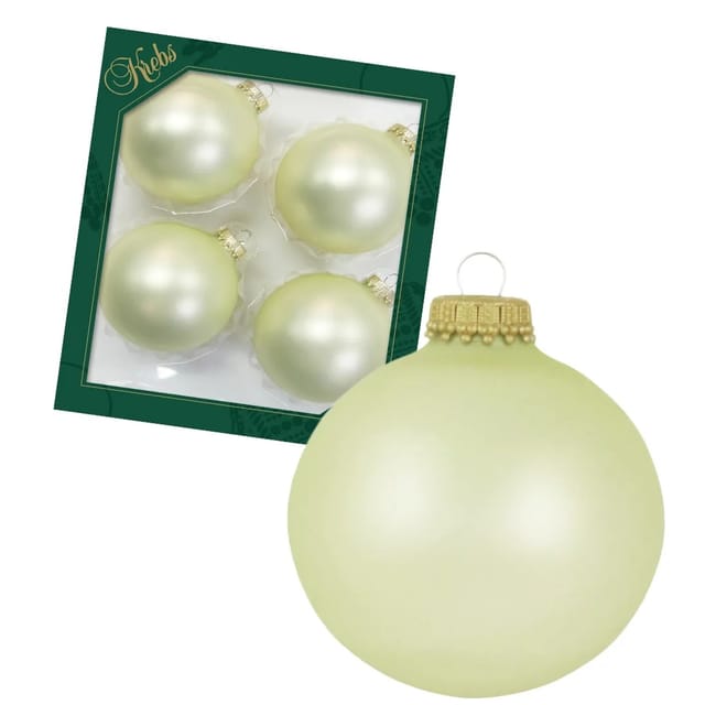Krebs Glas Lauscha Weihnachtskugeln Elfenbein Matt Uni 4er-Set 8cm