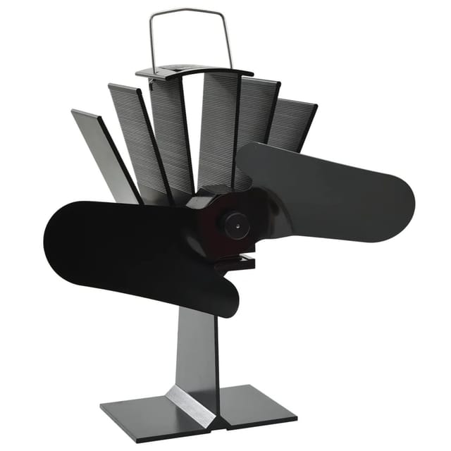 vidaXL Ofenventilator Wärmebetrieben 2 Blätter Schwarz 51239