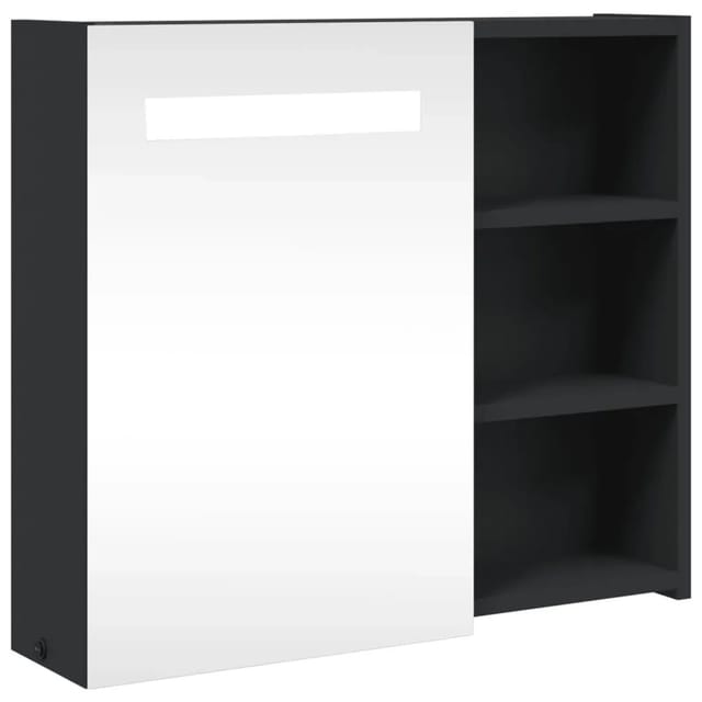 vidaXL Spiegelschrank mit LED-Beleuchtung Schwarz 60x13x52 cm 357971