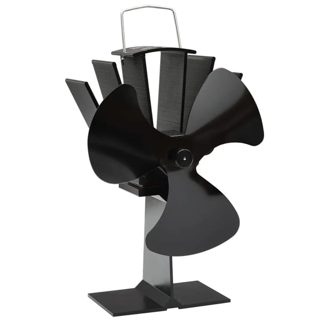 vidaXL Ofenventilator Wärmebetrieben 3 Blätter Schwarz 51240
