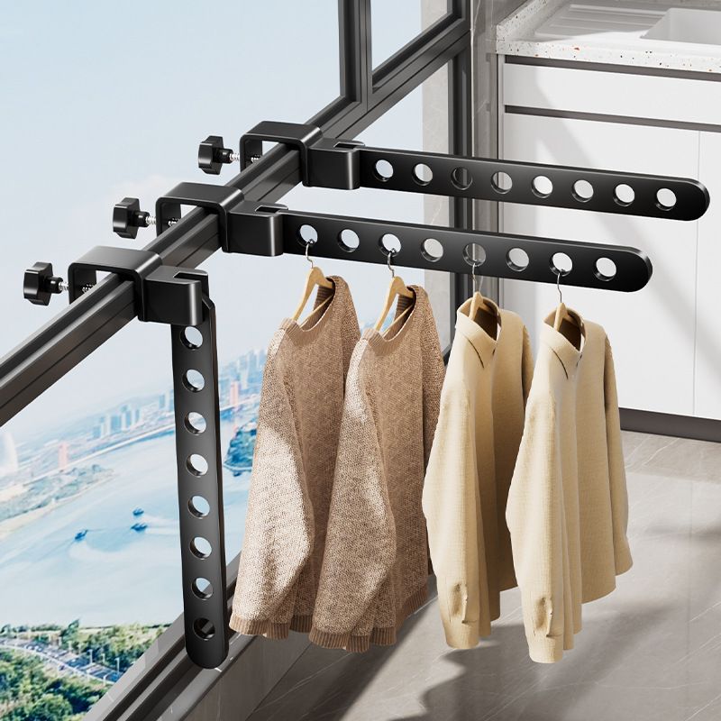 Set Aus 3 Bohrfreien, Fensterhängenden, Abnehmbaren Und Platzsparenden Kleiderständern Aus Aluminiumlegierung Für Balkone