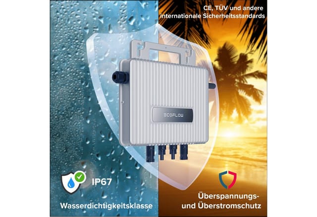 SUNNIVA Balkonkraftwerk 2000 W mit ECOFLOW 800 W Wechselrichter inkl.5m Kabel 4x 500 W Solarmodule Bifazial Fullblack Glas-Glas