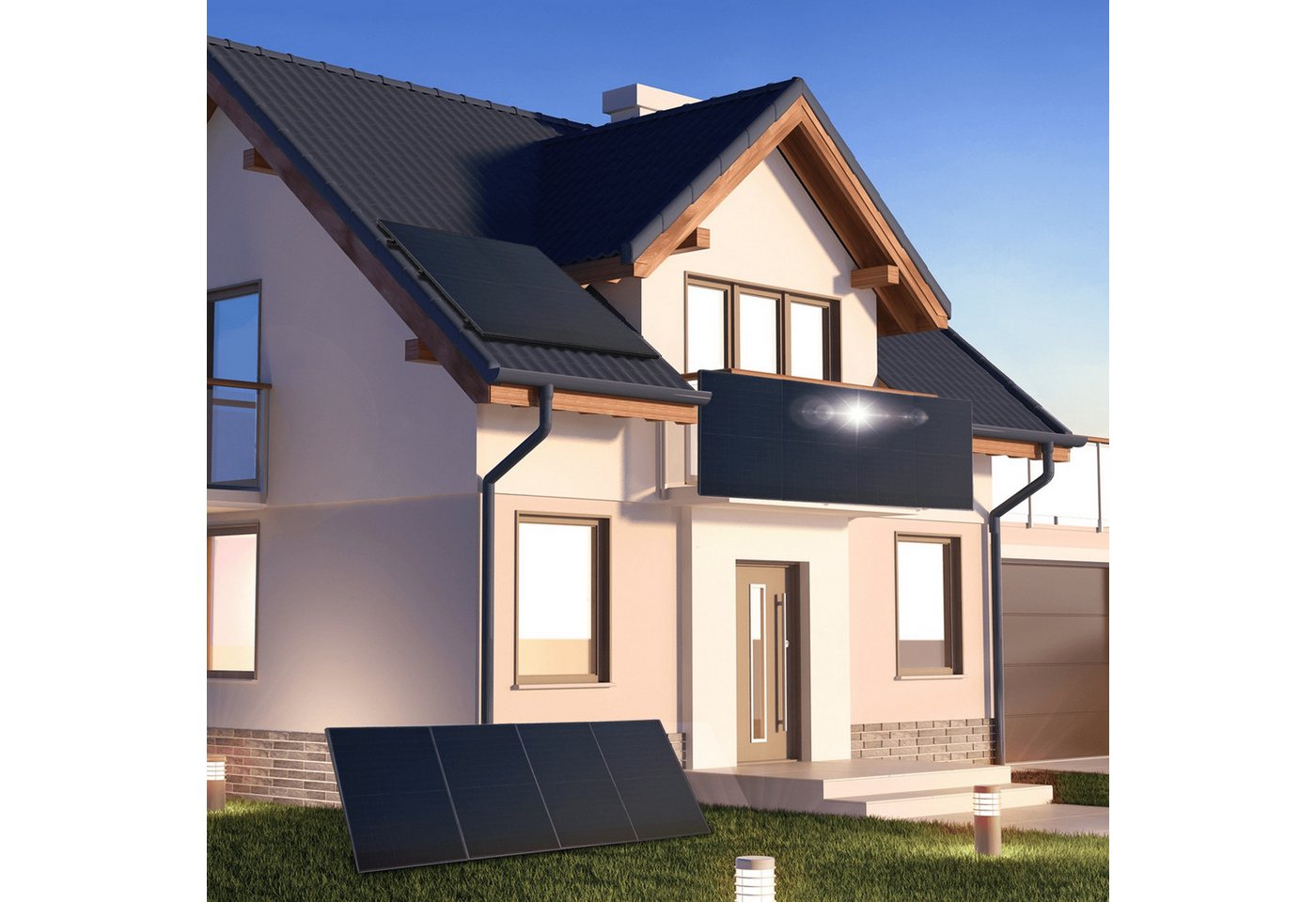 SUNNIVA Solarmodul 500 W Full Black Bifazial Glas/Glas PV Modul Solarpanel PMax 500W Bifacial N-Type für Balkonkraftwerk oder PV Solar Anlage Bild 3