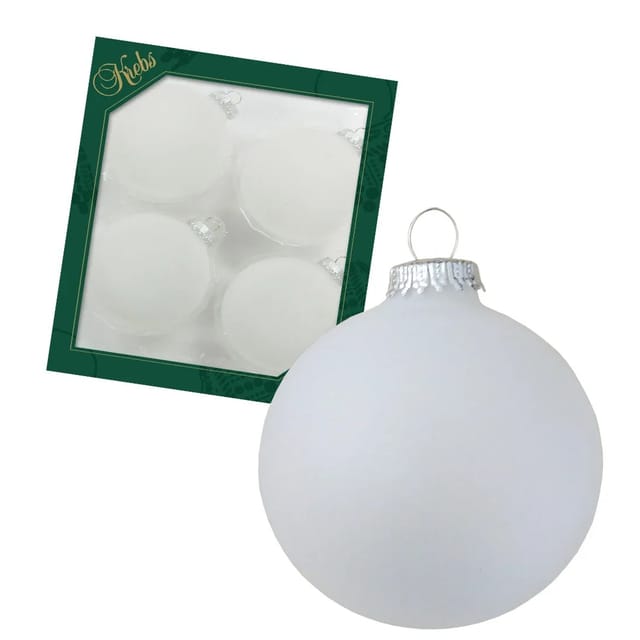 Krebs Glas Lauscha Weihnachtskugeln Uni-Design Evelina Weiß 8cm