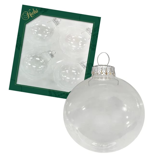 Krebs Glas Lauscha Weihnachtskugeln Uni-Design Clarissa Transparent 8cm