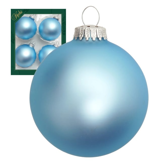 Krebs Glas Lauscha Weihnachtskugeln Uni-Design Elina Blau 8cm