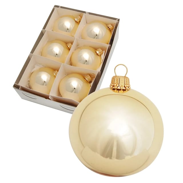 Krebs Glas Lauscha Weihnachtskugeln Uni-Design Aurora Goldfarbig 6cm