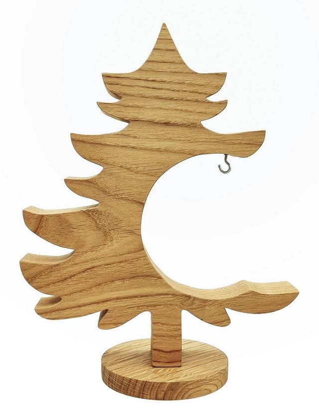 Erst-Holz Dekobaum Dekoweihnachtsbaum Baum mit Kleinen Haken Eichenholz 29,5 cm