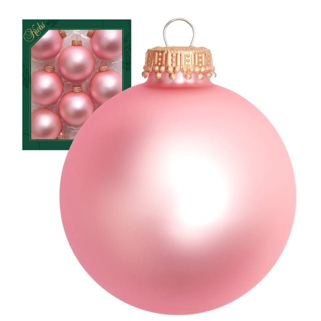 Krebs Glas Lauscha Weihnachtskugeln Uni-Design Rosalie Rosa 7cm
