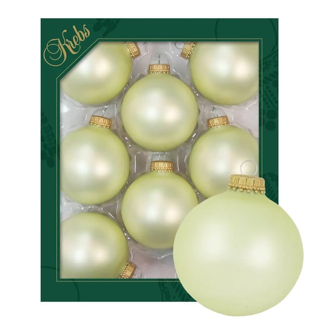Krebs Glas Lauscha Weihnachtskugeln Uni-Design Elara Beige 7cm