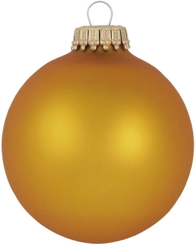 Krebs Glas Lauscha Weihnachtskugeln Uni-Design Fabienne Goldfarbig 7cm