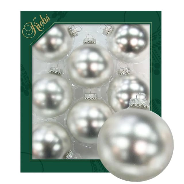 Krebs Glas Lauscha Weihnachtskugeln Uni-Design Cornelia Silberfarbig 7cm
