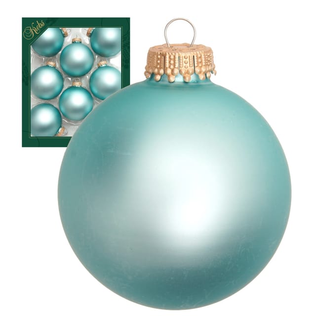 Krebs Glas Lauscha Weihnachtskugeln Uni-Design Lavinia Blau 7cm