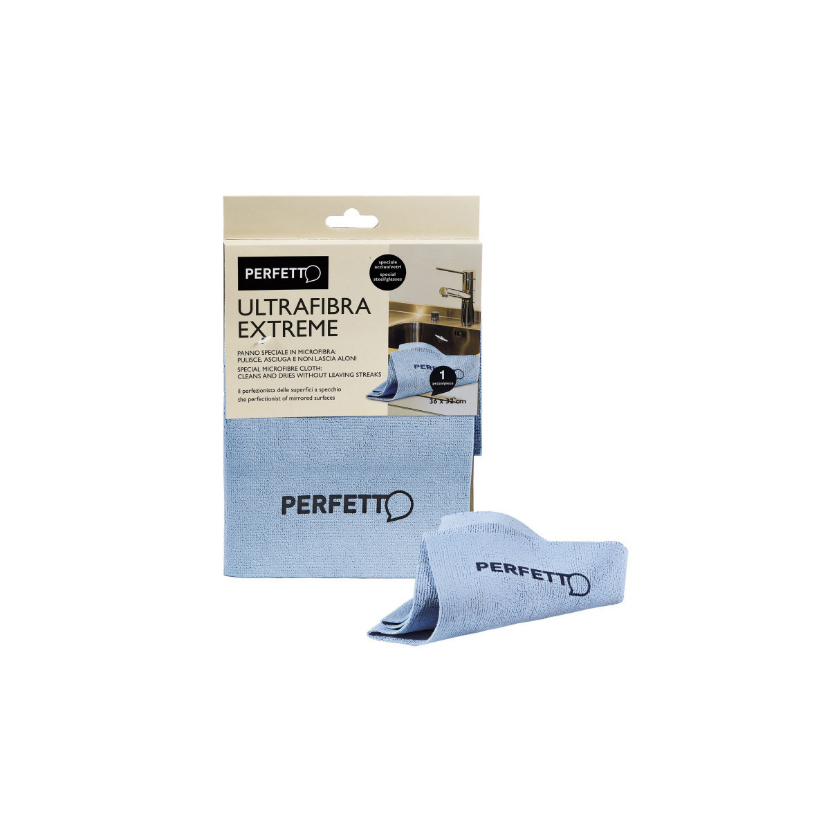 Perfetto Extreme Mikrofasertuch Für Stahl Und Glas - 32x36 Cm - Blau - 0264e