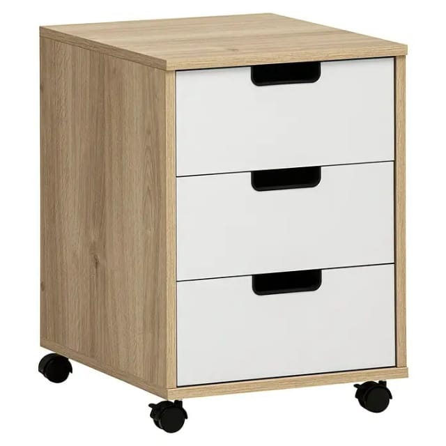 Schildmeyer Rollcontainer Emmik 57 cm x 50 cm x 40,1 cm Weiß-Eiche