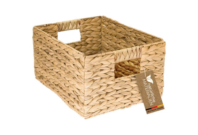 HMF 37241 Aufbewahrungskorb Faltbarer Korb Geflochten Wasserhyazinthe Seegras 36 x 28 x 20 cm
