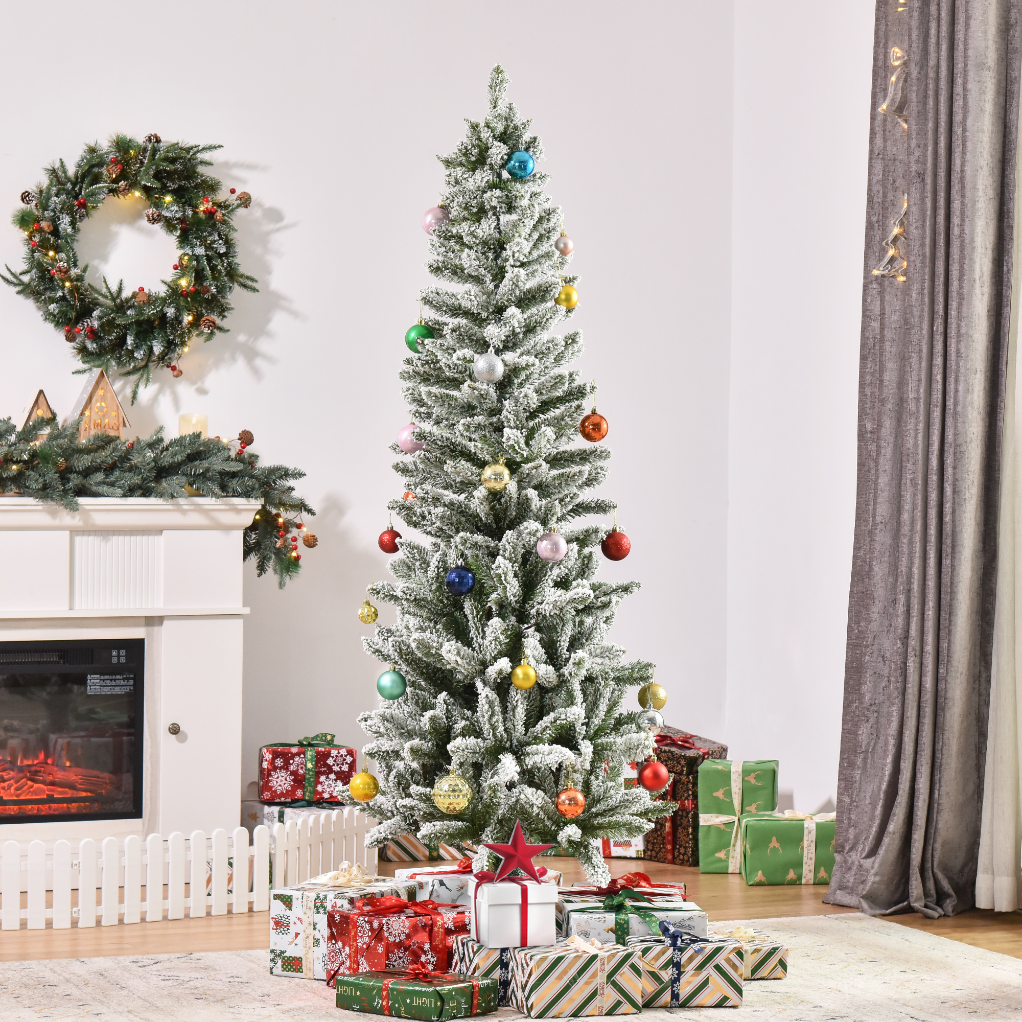 Künstlicher, Schneebedeckter Weihnachtsbaum Von Homcom, 180 Cm Hoch, Mit 394 Feuerhemmenden Pvc-zweigen, Automatischer Öffnungsmechanismus, Faltbarem Sockel Und Stahlständer, Innendekoration, Ø 60 X 1