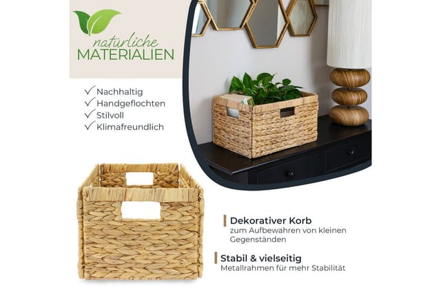 HMF 37249 Aufbewahrungskorb Korb Geflochten Wasserhyazinthe Billy 35 x 25 x 20 cm