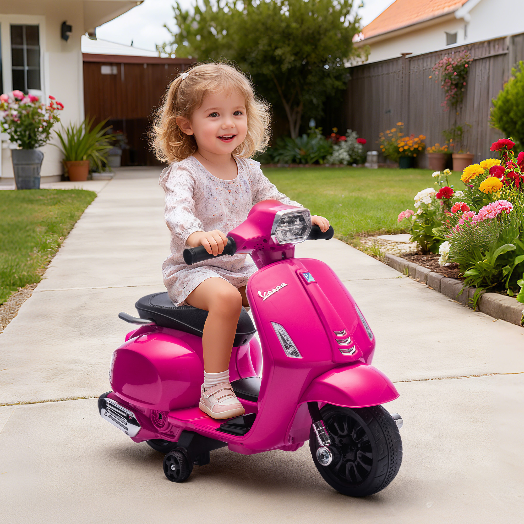 Elektrisches Motorrad Für Kinder Von 2-6 Jahren Mit 6v-akku, Scheinwerfer, Hupe Und Stützrädern – Rosa