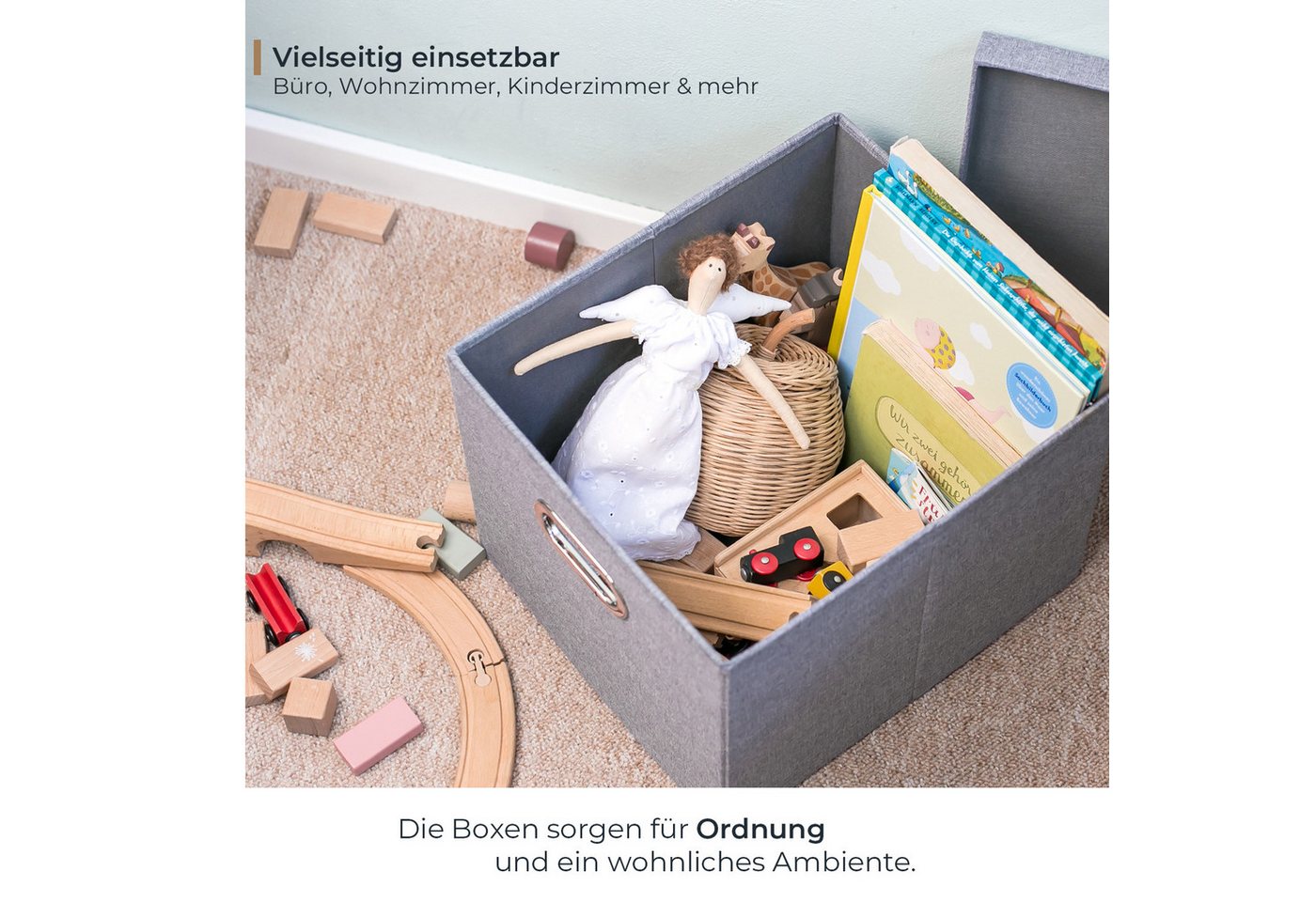 HMF 250473-12 Aufbewahrungsbox Deckel DIN A4 Hängeregister Kallax 33 x 37 x 28 cm