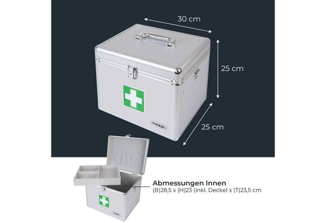 HMF 14702-09 Alu Medizinkoffer Erste Hilfe Koffer Tragegriff 30 x 25 x 25 cm