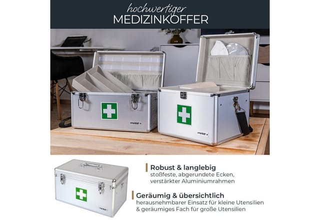 HMF 14701-09 Alu Medizinkoffer Erste Hilfe Koffer Tragegriff 40 x 22 x 20 cm