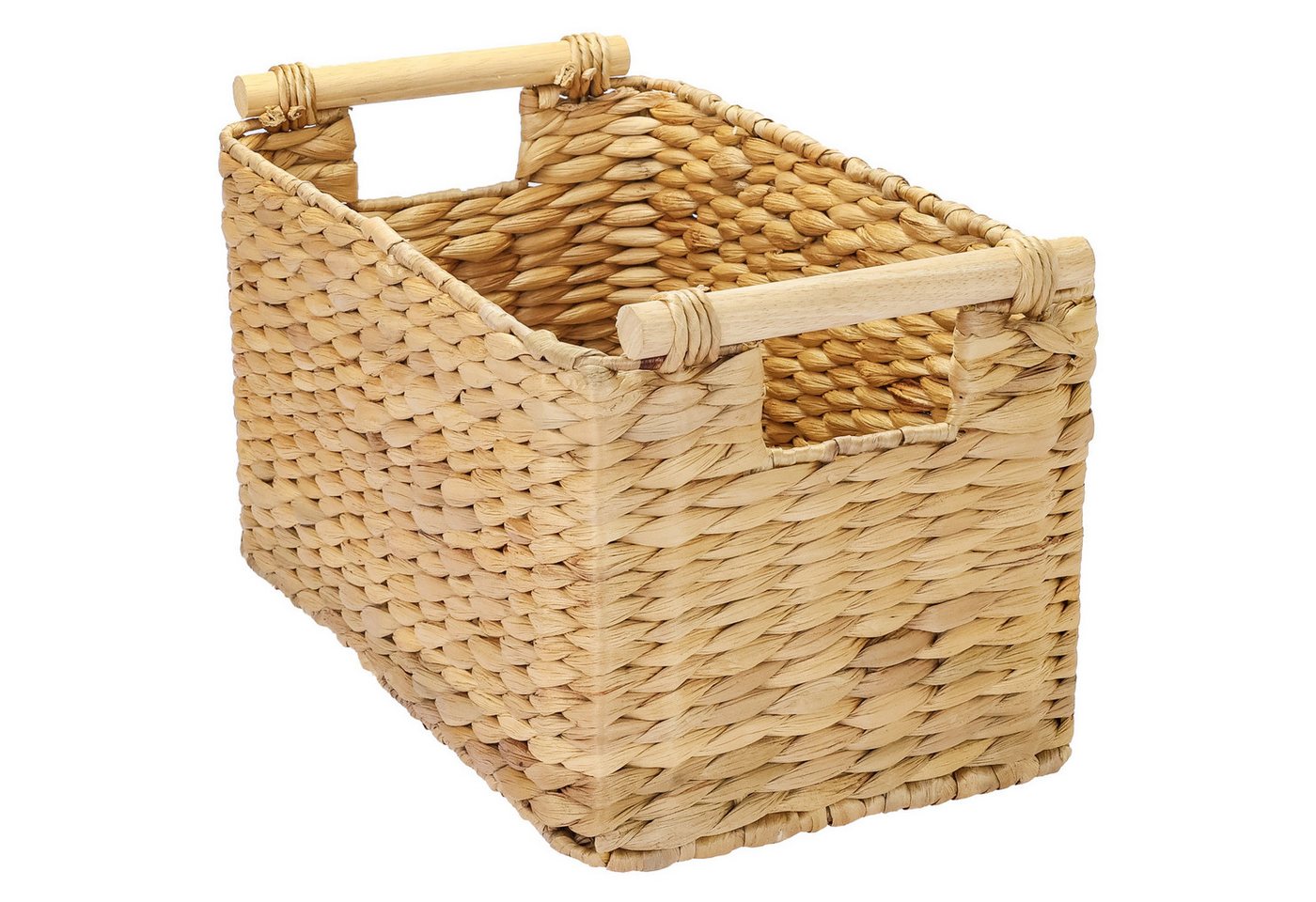 HMF 37279-37CM Aufbewahrungskorb Badezimmer Korb Geflochten Wasserhyazinthe Holzgriffen 37 x 22 x 20 cm Bild 2
