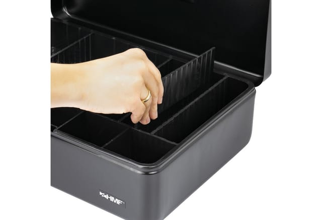 HMF 22036-02 Geldkassette Individueller Facheinteilung 36 x 25 x 11 cm Schwarz