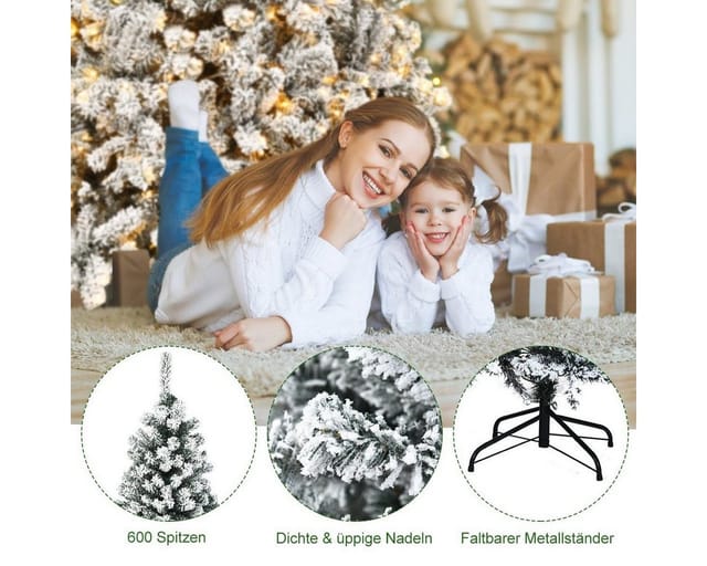 Costway Künstlicher Weihnachtsbaum mit Warmweißen Led-Leuchten 180cm