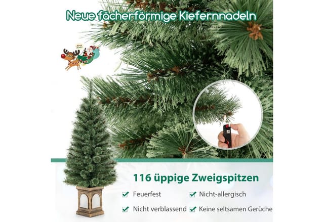 Costway Künstlicher Weihnachtsbaum & Beleuchtung & Timer & Grün 120cm