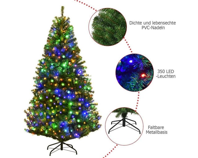 Costway Led Künstlicher Weihnachtsbaum mit 11 Lichtmodi Grün 180CM