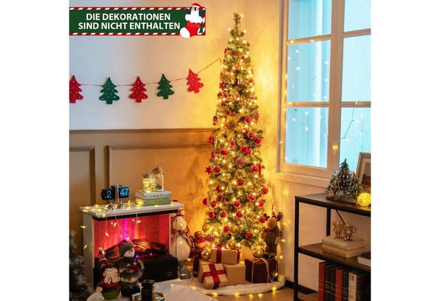 Costway Künstlicher Halber Weihnachtsbaum & 403 Zweigen 210cm