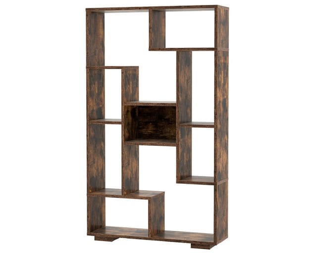 Costway Bücherregal mit 9 Fächern Standregal Braun 120cm
