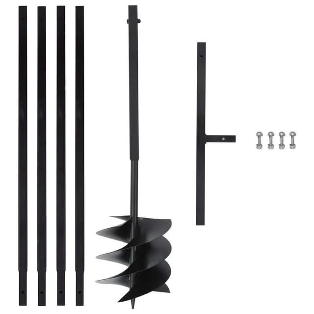 vidaXL Erdbohrer mit Griff 250 mm mit Verlängerungsrohr 4 m Stahl 3059406