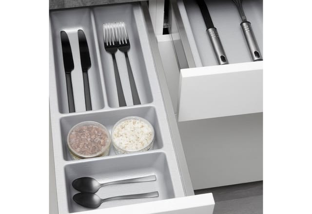 SOTECH ORGA-BOX-2 Besteckeinsatz Tiefe 462 mm Höhe 50,5 mm Für Nobilia Küchen Canvas Struktur Silbergrau Breite 209 mm