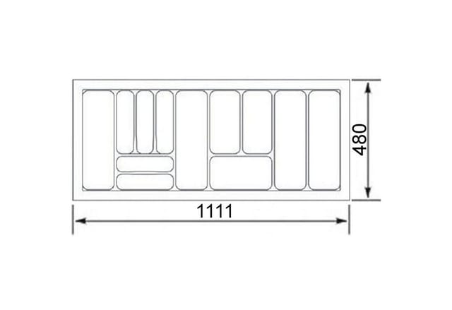 SOTECH Orga-Box VIII Besteckeinsatz 1111 x 480 x 55 mm Lavagrau mit Perlstruktur Für 120er Schränke in Häcker Küchen
