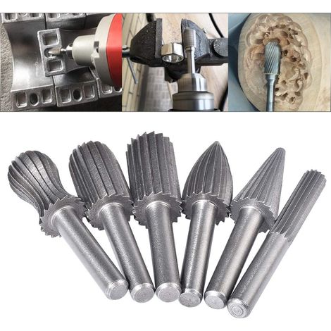 Set Mit 6 Rotationsfräsern, 6 Mm Wolframschaft, Feil-/gravier-/schleifaufsätze Für Rotationswerkzeuge