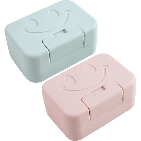 Reiseseifenschale, 2er-packung Seifenschalen Aus Kunststoff Mit Deckel, Leicht Zu Reinigende Seifenaufbewahrungsbox Für Bad, Dusche Und Küche