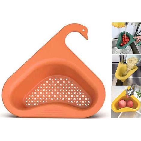Verdickter Dreieckiger Spülbeckenhalter, Schwanenförmiger Spülbecken-siebkorb, Küchenablage Mit Abtropffläche Für Obst, Gemüse, Abfall Und Essensreste (orange)