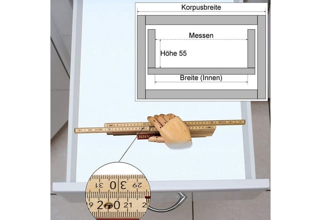 SOTECH Orga-Box I Besteckeinsatz Höhe 55 mm Oriongrau 300 mm Antirutschbeschichtung Für Blum Tandembox und ModernBox