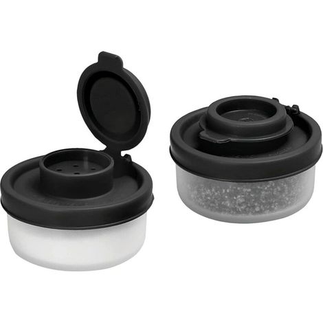 Set Mit 2 Mini-gewürzgläsern, Leicht Zu Transportieren, Durchscheinend, 5 X 5 X 3,8 Cm, Schwarz