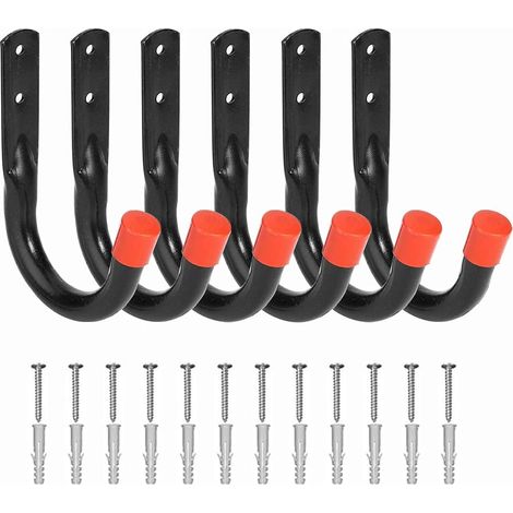 Robuste Garagenaufbewahrungshaken, Set Mit 6 U-förmigen Wandhaken Für Ein Multifunktions-aufbewahrungssystem Für Fahrräder, Stühle, Leitern, Schläuche, Werkzeuge, Gartenhäuser (14 X 10 X 7,6 Cm)