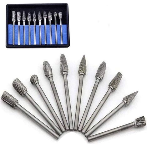 Satz Mit 10 Hartmetall-rotationsfräsern – Durchmesser 6 Mm – Länge 43,5 Bis 50 Mm – Zum Polieren Und Fräsen Von Metall