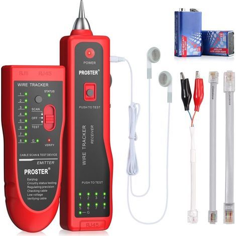 Kabelsuchgerät, Kabelfinder Rj11 Rj45 Ethernet Lan Multifunktions-toner-tracker Netzwerkkabelverbindungs-telefonleitungs-durchgangsprüfer (rot)