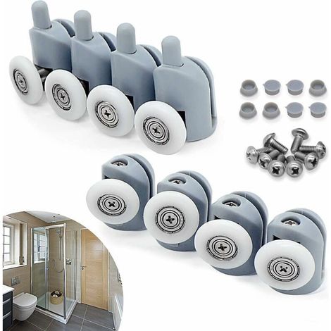 Thsinde – Set Mit 8 Schiebetürrollen, 23 Mm – Rollen Aus Kunststoff Und Edelstahl – Geeignet Für 3 Bis 6 Mm Glas – Einfache Montage
